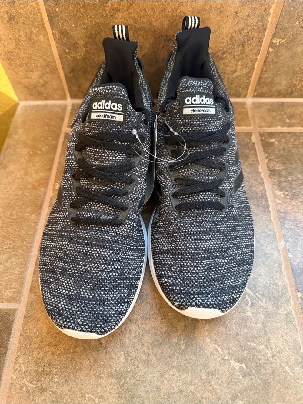 Menโs adidas Black and White Cloudfoam Sneakers